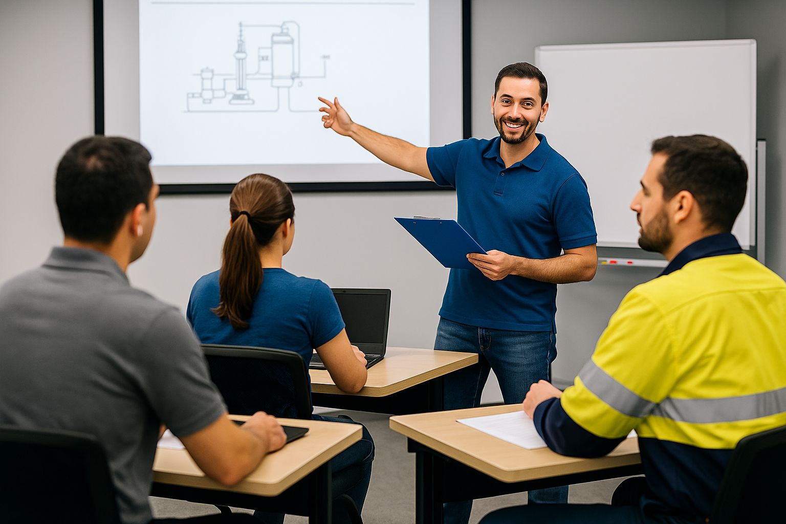 Technicians in a classroom learning high-voltage jointing
